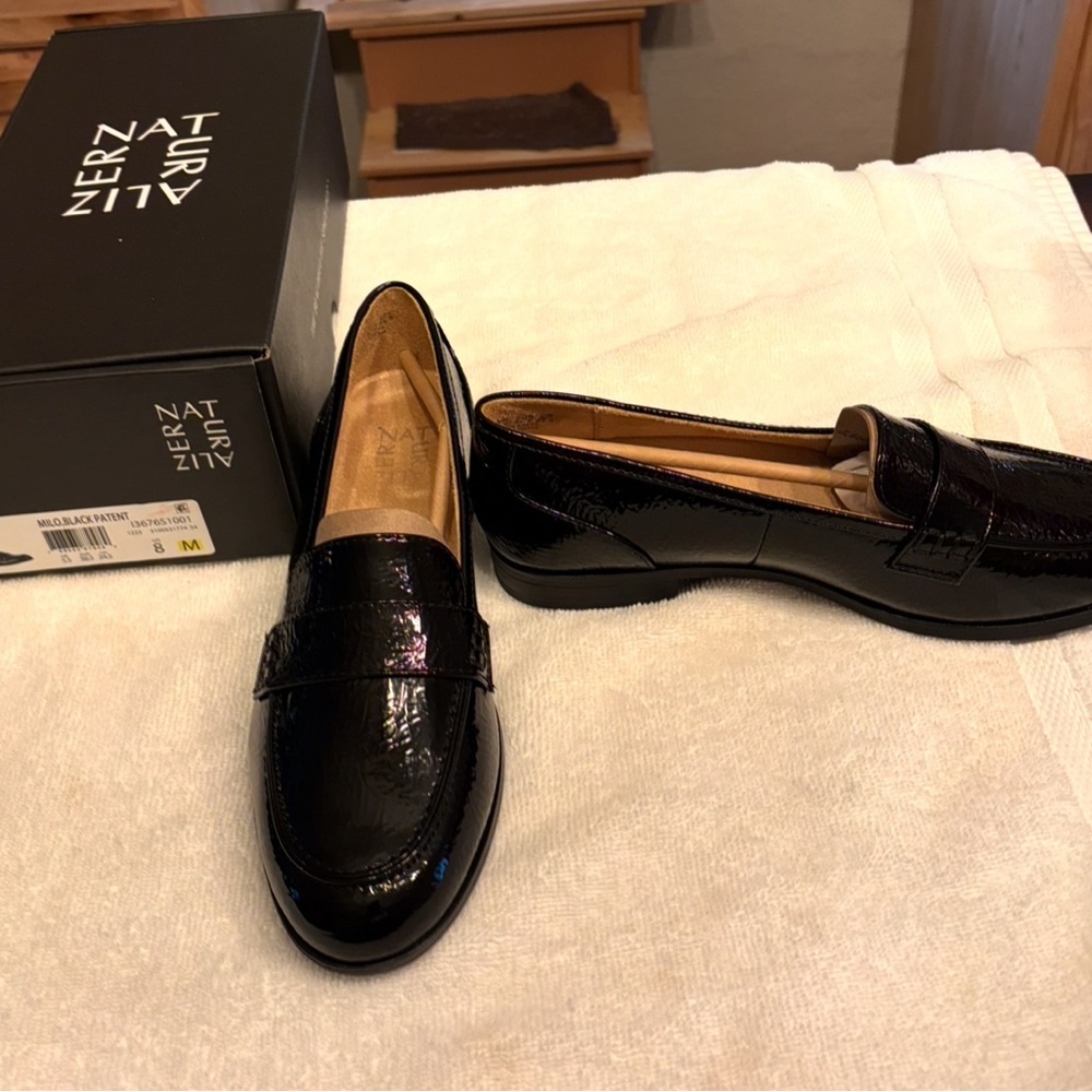 Black Leather Loafers for Women